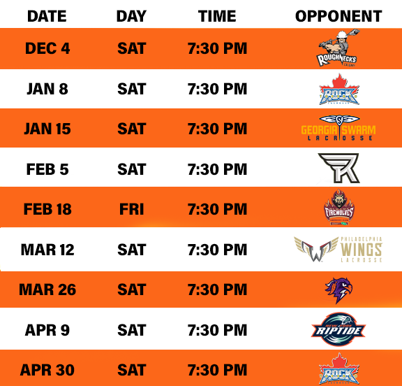 Bandits Schedule 2022 Season Tickets | Buffalo Bandits - Bandits.com