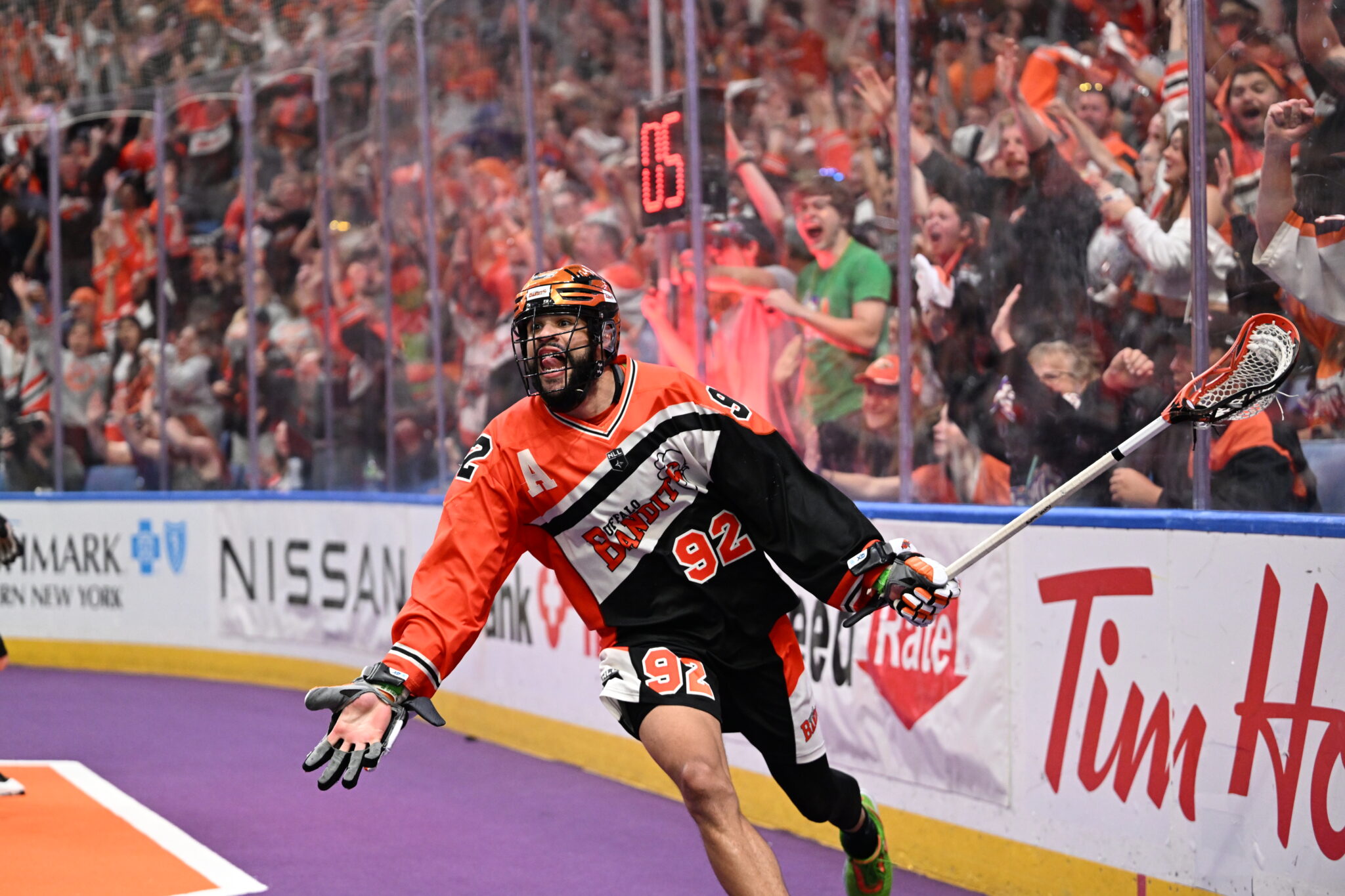 Dhane Smith celebrates a goal in the NLL finals